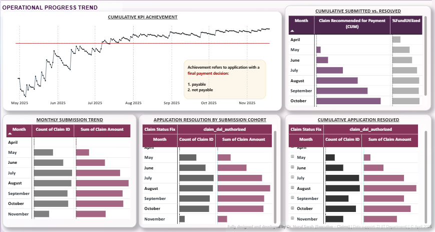 Anonymised Power BI Programme Performance Dashboard